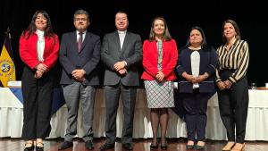 The President and judges of the Constitutional Court of Ecuador with UPS president Juan Cárdenas